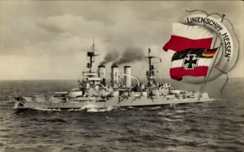 Ak Deutsches Kriegsschiff, Hessen, Linienschiff