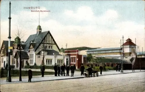 Ak Hamburg Nord Barmbek, Bahnhof, Straßenseite