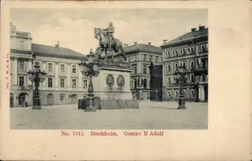 Ak Stockholm Schweden,  Gustav II Adolf Denkmal