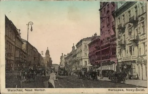 Ak Warszawa Warschau Polen, Neue Weltstraße