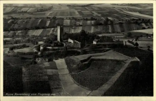 Ak Steeg Bacharach am Rhein, Ruine Burg Stahlberg, Luftaufnahme