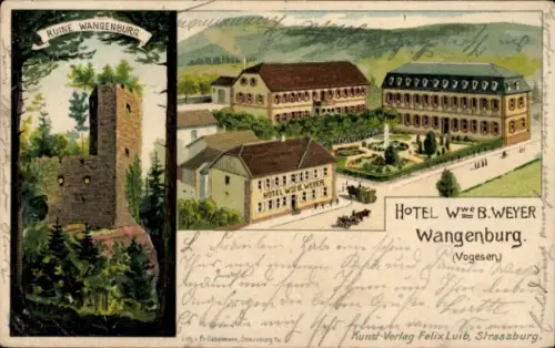 Litho Wangenbourg Wangenburg Elsass Bas Rhin, Ruine Wangenburg, Hotel Wwe. B. Weyer