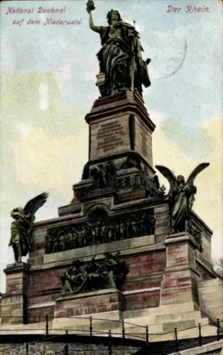 Ak Rüdesheim am Rhein, Niederwald Nationaldenkmal, National Denkmal auf dem Niederwald, Der Rhein
