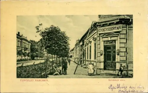 Präge Passepartout Ak Barcs Ungarn, Hauptstraße, Apotheke