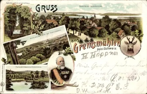 Litho Gremsmühlen Malente in Ostholstein, Holm, Dieksee, Friedrich August von Holstein