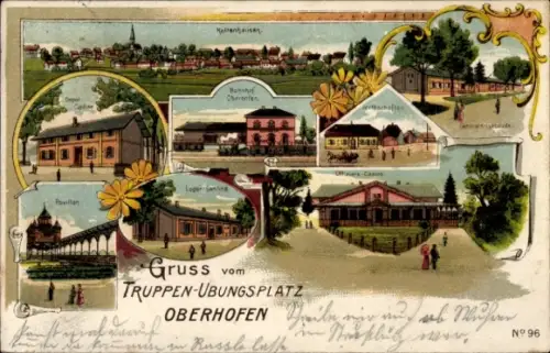 Litho Oberhoffen Oberhofen Elsass Bas Rhin, Truppenübungsplatz, Bahnhof, Offizierskasino, Pavillon