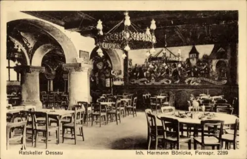 Ak Dessau in Sachsen Anhalt, Ratskeller, Innenansicht
