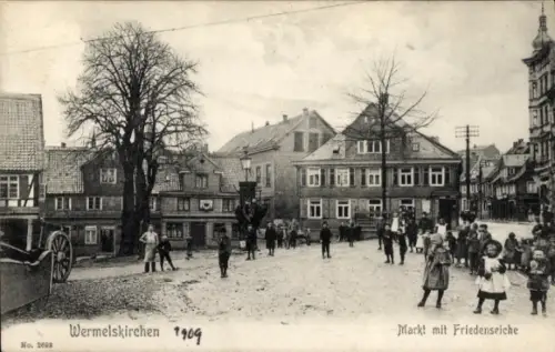 Ak  Wermelskirchen im Bergischen Land, Markt mit Friedenseiche