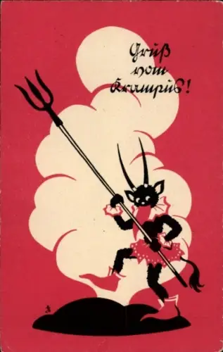 Ak Gruß vom Krampus, Dreizack