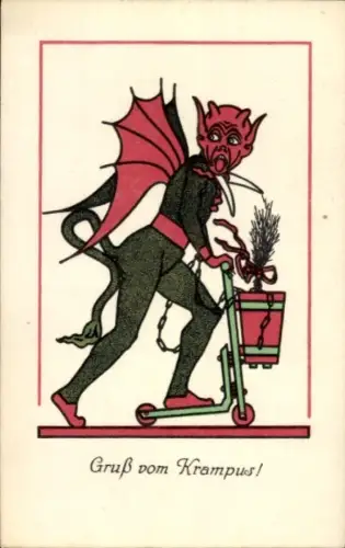 Ak Gruß vom Krampus, Roller, B. K. W. I. 3048-1