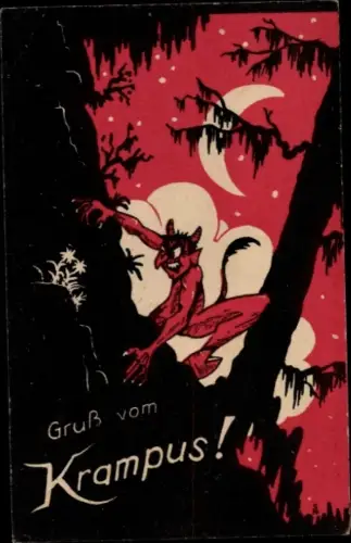 Ak Gruß vom Krampus, Teufel am Berg