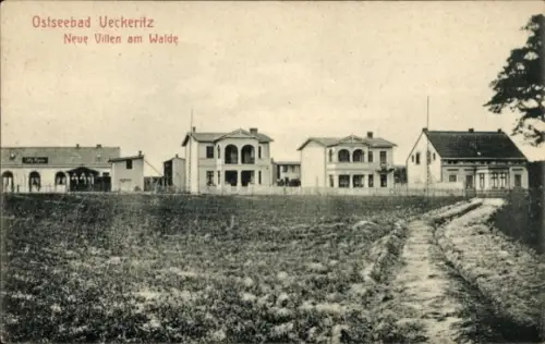 Ak Ostseebad Ückeritz auf Usedom, neue Villen am Walde