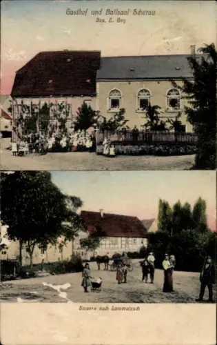 Ak Lommatzsch in Sachsen, Gasthof und Ballsaal, Straßenpartie