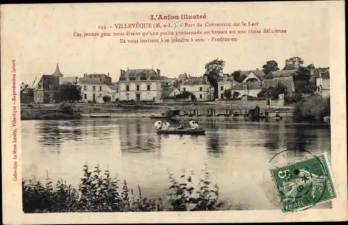Ak Villeveque Rives du Loir en Anjou Maine et Loire, Port de Commerce