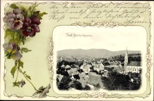 Passepartout Ak Niederbronn les Bains Bad Niederbronn Elsass Bas Rhin, Gesamtansicht, Kirche