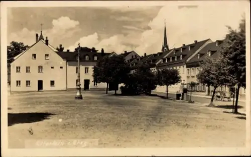 Foto Ak Elterlein im Erzgebirge Sachsen, Markt und Rathaus, Shell Tanksäule
