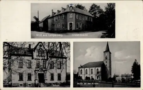 Ak Langenberg Callenberg in Sachsen, Schule, Kirche