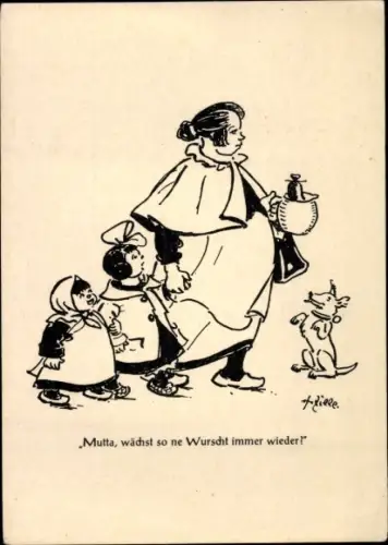 Künstler Ak Zille, Heinrich, Mutta wächst so ne Wurscht immer wieder