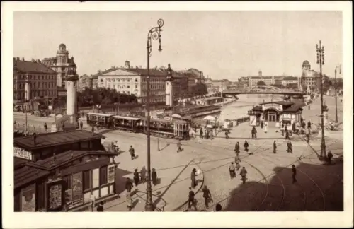 Ak Wien 1 Innere Stadt, Schwedenbrücke, Straßenbahn