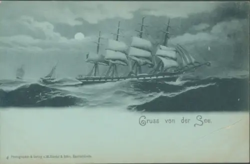Mondschein Ak Segelschiff, Segelboot