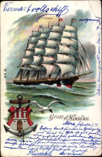 Wappen Litho Hamburg, Segelschiff