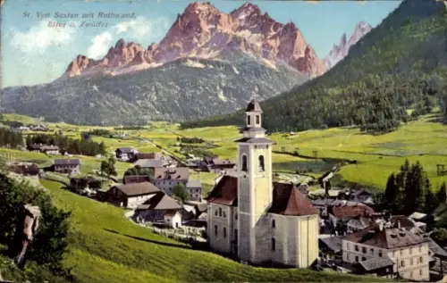 Ak St. Veit Sesto Sexten Trentino Südtirol, Gesamtansicht, Rothwand
