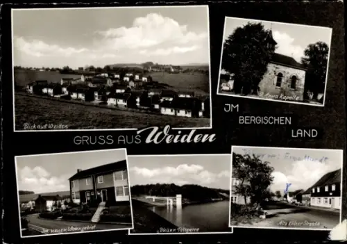 Ak Weiden Kürten im Bergischen Land, St. Anna Kapelle, Dhünn-Talsperre, alte Kölner Straße