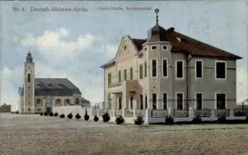 Ak Swakopmund Namibia Deutsch Südwestafrika, Otavi Straße, Kirche