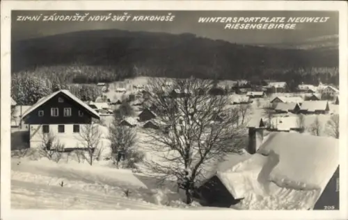Ak Nový Svět Neuwelt Harrachov Harrachsdorf Riesengebirge Region Reichenberg, Ort im Winter