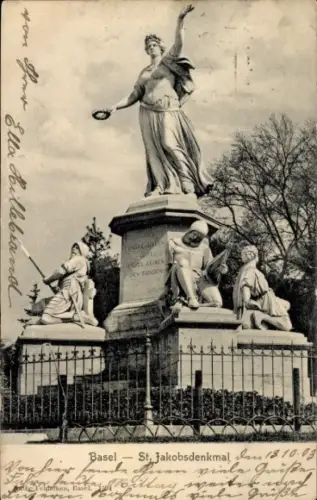 Ak Basel Stadt Schweiz, Sankt Jacobsdenkmal