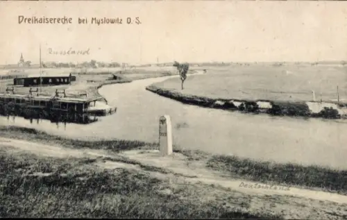 Ak Mysłowice Myslowitz Schlesien, Dreikaiserreichsecke, Deutschland, Österreich, Russland