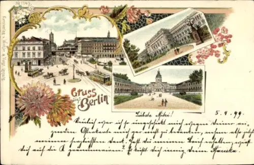 Litho Berlin, Alexanderplatz, Schloss Charlottenburg