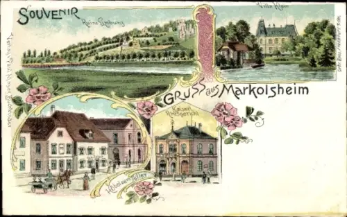 Litho Marckolsheim Markolsheim Elsass Bas Rhin, Villa Klein, Hotel, Ruine Limburg