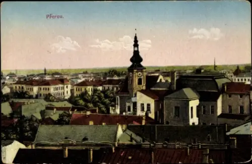 Ak Přerov Prerau Mähren Region Olmütz, Blick auf den Ort
