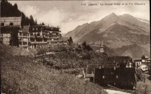 Ak Leysin Kanton Waadt, Berglandschaft, Grand Hôtel, Pic Chaussy, Leysin