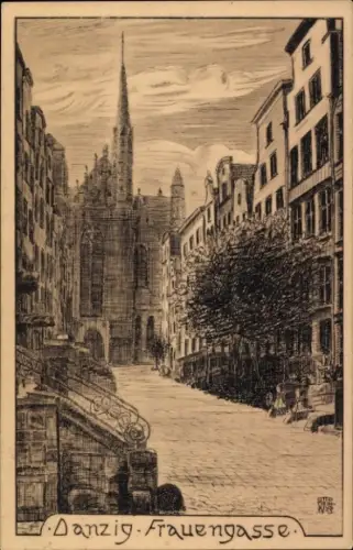 Künstler Ak Gdańsk Danzig, Frauengasse