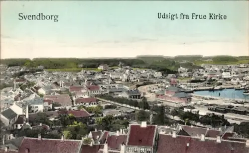 Ak Svendborg Dänemark, Panorama, Udsigt fra Frue Kirke