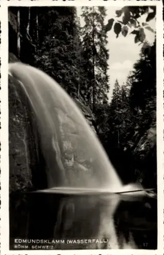 Ak Hřensko Herrnskretschen Elbe Region Aussig, Edmundsklamm, Kamnitzklamm, Edmundsklamm (Wasserfa