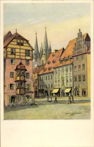 Ak Cheb Eger Region Karlsbad,  Alte Patrizierhäuser am Markt, Helo-Kunst No. 3, Coon Lehnert 1930