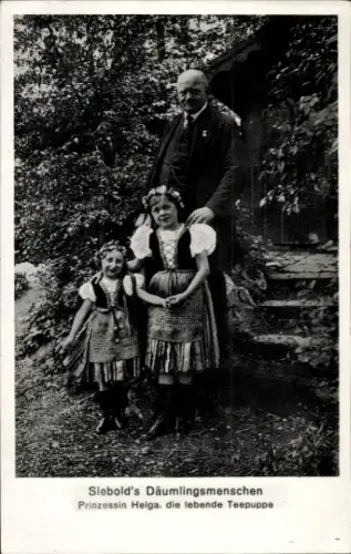 Ak Siebold's Däumlingsmenschen, Prinzessin Helga, lebende Teepuppe
