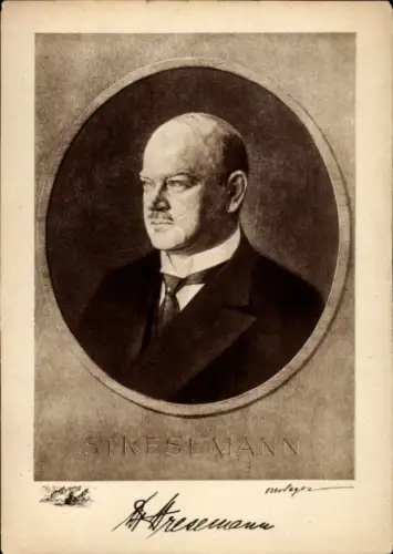 Künstler Ak Sager, Otto, Gustav Stresemann, Portrait