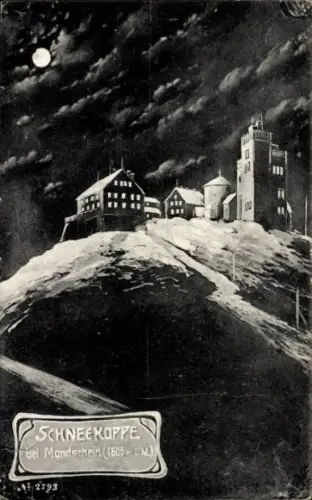 Mondschein Ak Malá Úpa Kleinaupa Riesengebirge Region Königgrätz, Schneekoppe