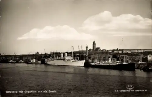 Ak Göteborg Schweden, Schiffe Gripsholm und Suecia