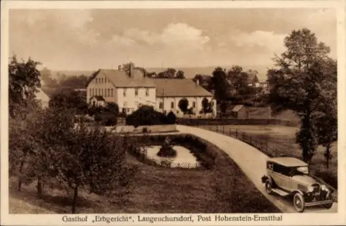 Ak Langenchursdorf Callenberg Sachsen, Gasthof Erbgericht, Automobil