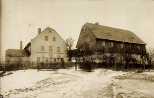 Foto Ak Langenchursdorf Callenberg in Sachsen, Gehöft, Wohnhäuser