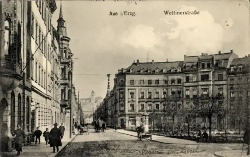 Ak Aue im Erzgebirge Sachsen, Wettiner Straße