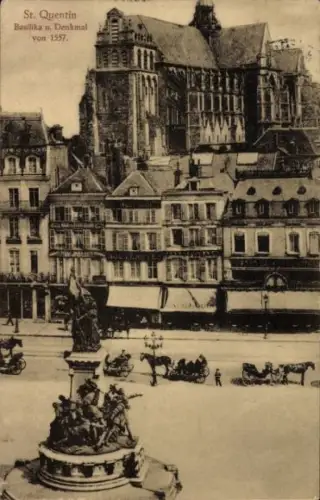 Ak Saint Quentin Aisne, Basilika und Denkmal