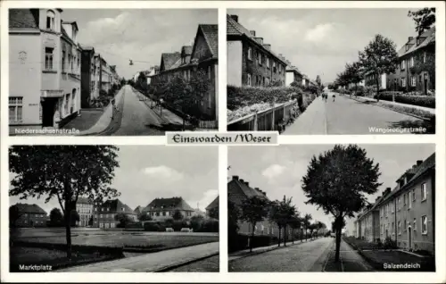 Ak Einswarden Nordenham im Landkreis Wesermarsch, Marktplatz, Niedersachsenstraße, Salzendeich