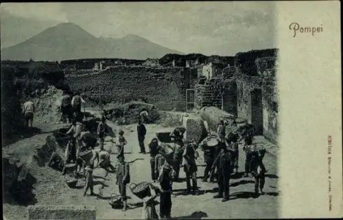 Ak Pompei Campania, Ausgrabungen, Arbeiter