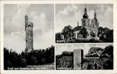 Ak Krnov Jägerndorf Mährisch Schlesien, Burgberg, Lichtensteinwarte